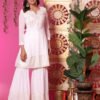 Ivory Mirror-Work Kurta Sharara Set