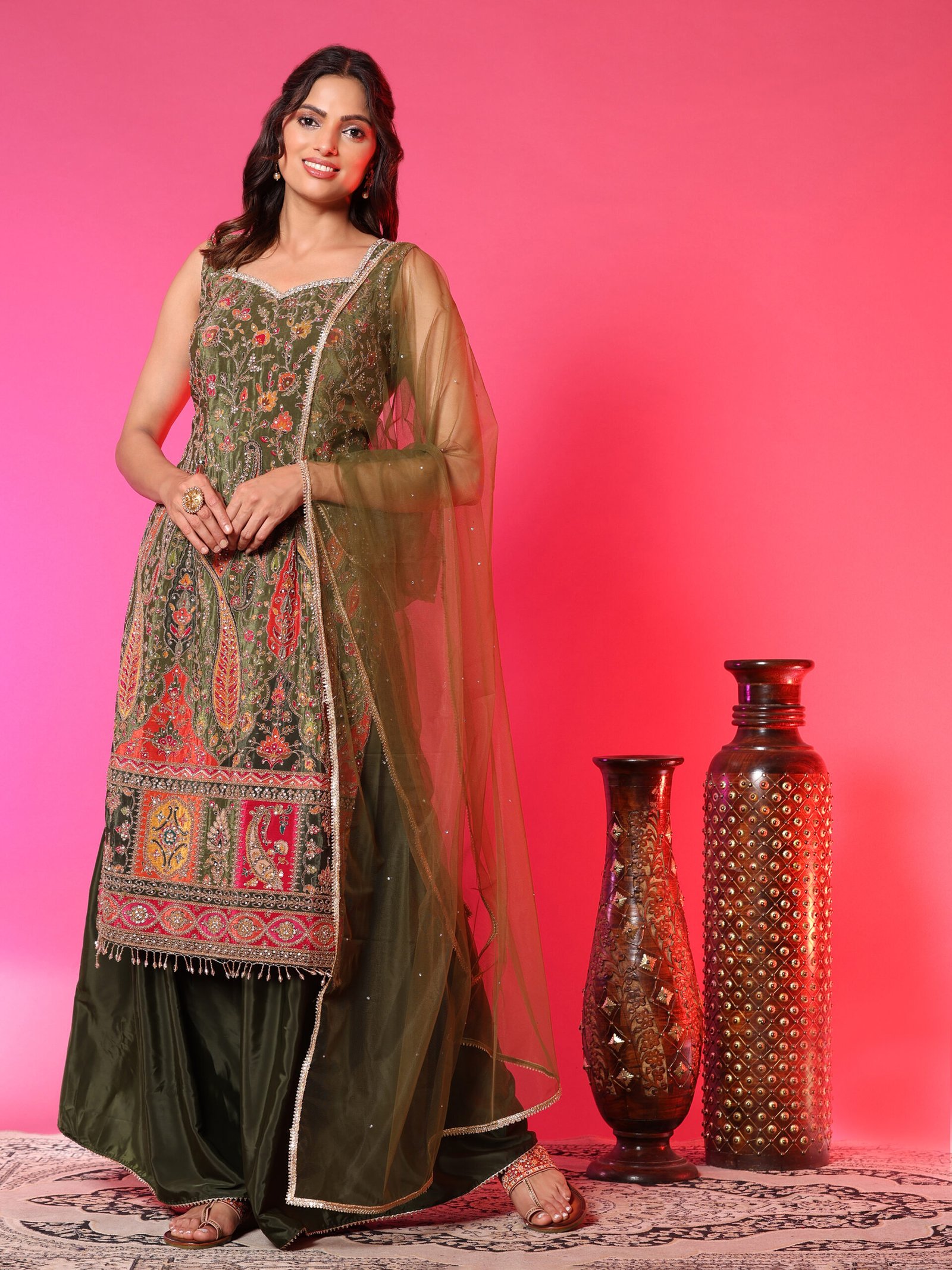 Olive Meadow Kurta Sharara Set - Image 2