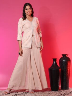 Champagne Embroidered Jacket Co-ord Set