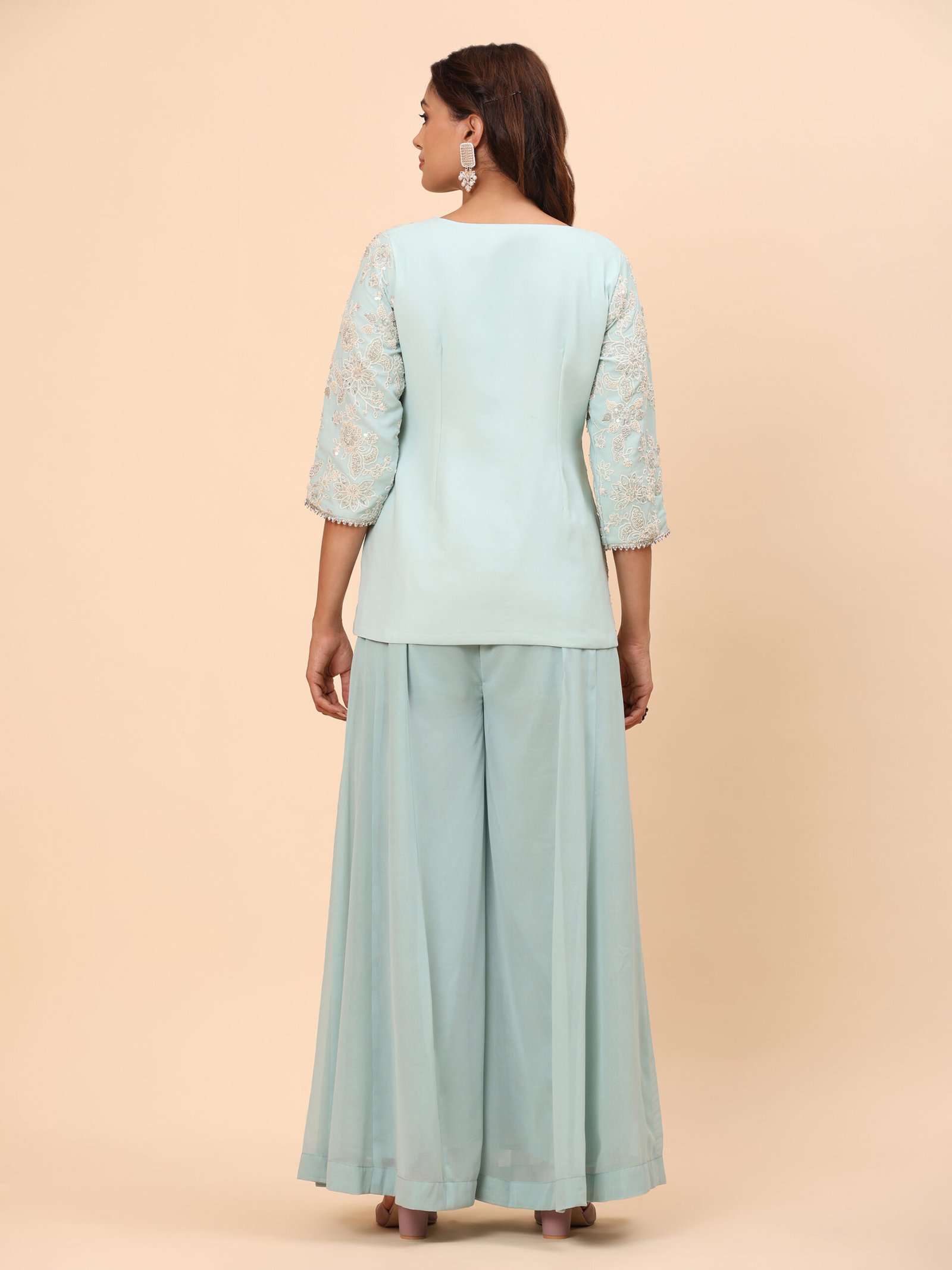 Aqua Mist Embroidered Jacket Co-ord Set - Image 6