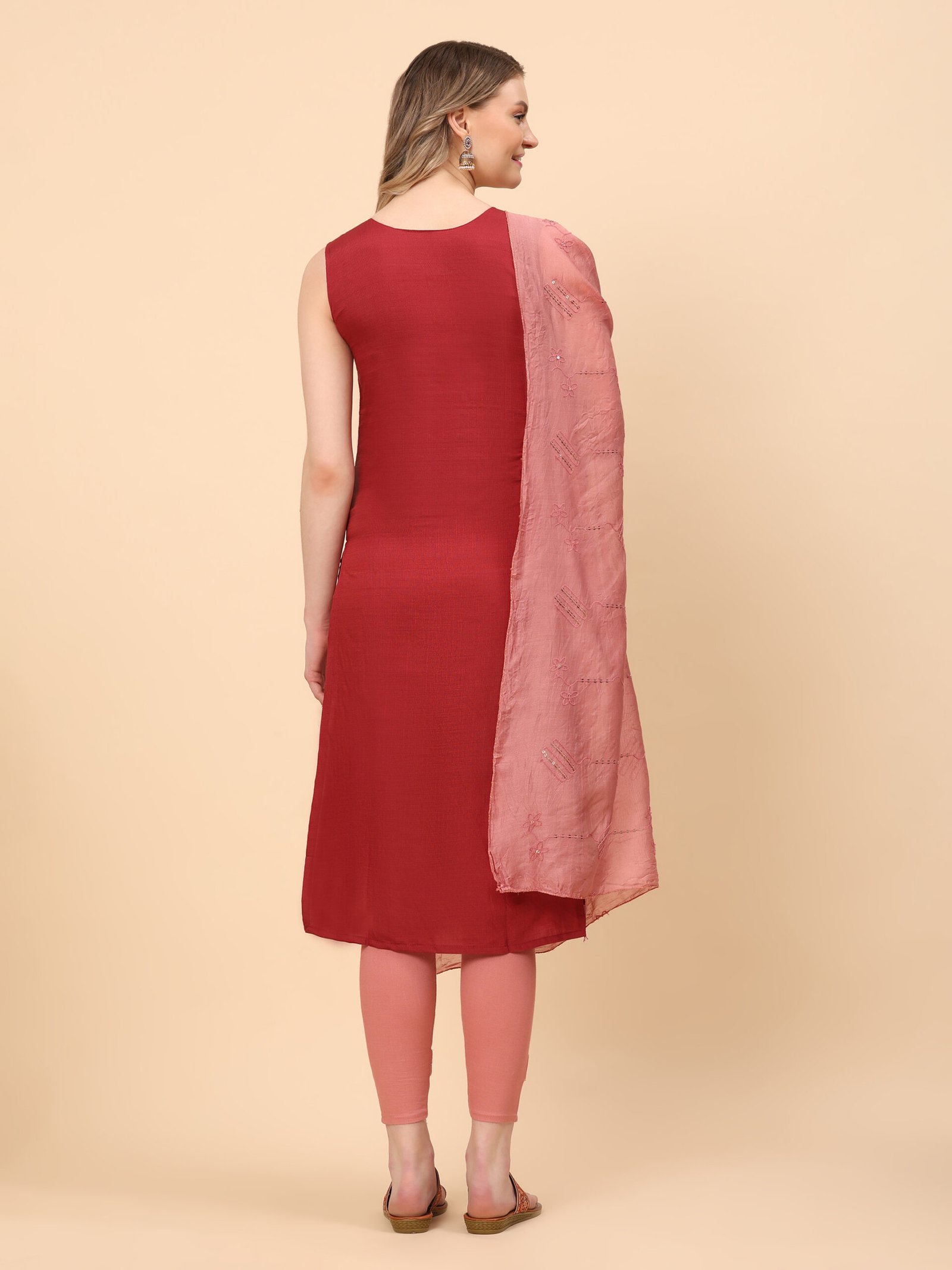 Blush Maroon Grace Kurta with Dupatta - Image 7
