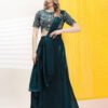 Emerald Majesty Embellished Pre-Draped Saree Set