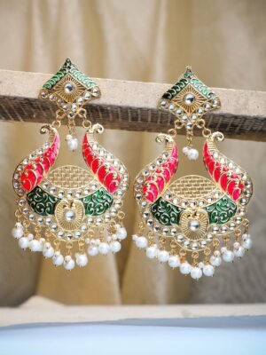 Multi Colour Gold Plated Designer Meenakari Pearl Cluster