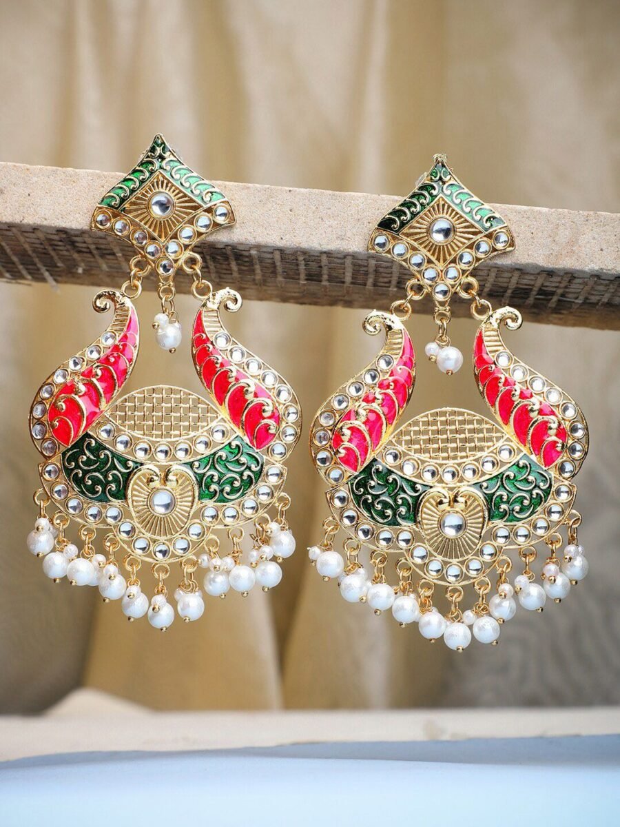 Multi Colour Gold Plated Designer Meenakari Pearl Cluster