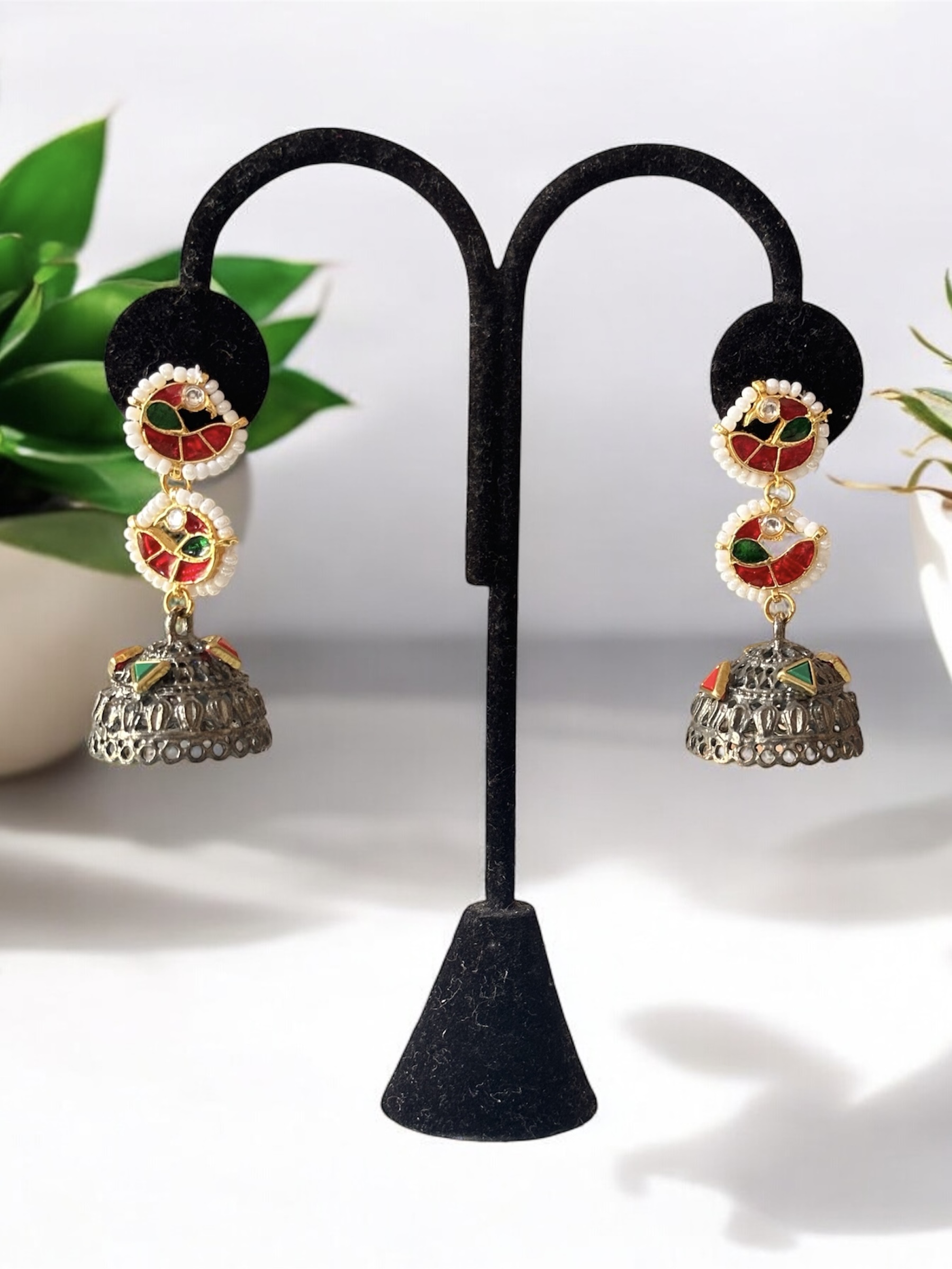 Peacock kundan dangler