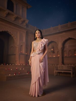 Blush Rose Embellished Draped Saree
