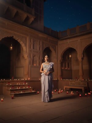 Silver Mist Embellished Draped Saree