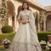 Ivory Gardenia Hand-Embroidered Bridal Lehenga Set