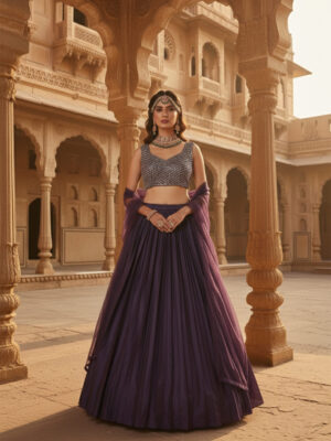 Amethyst Twilight Embellished Net Lehenga Set