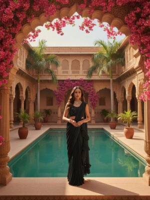 Black Embellished Designer Saree with Statement Blouse