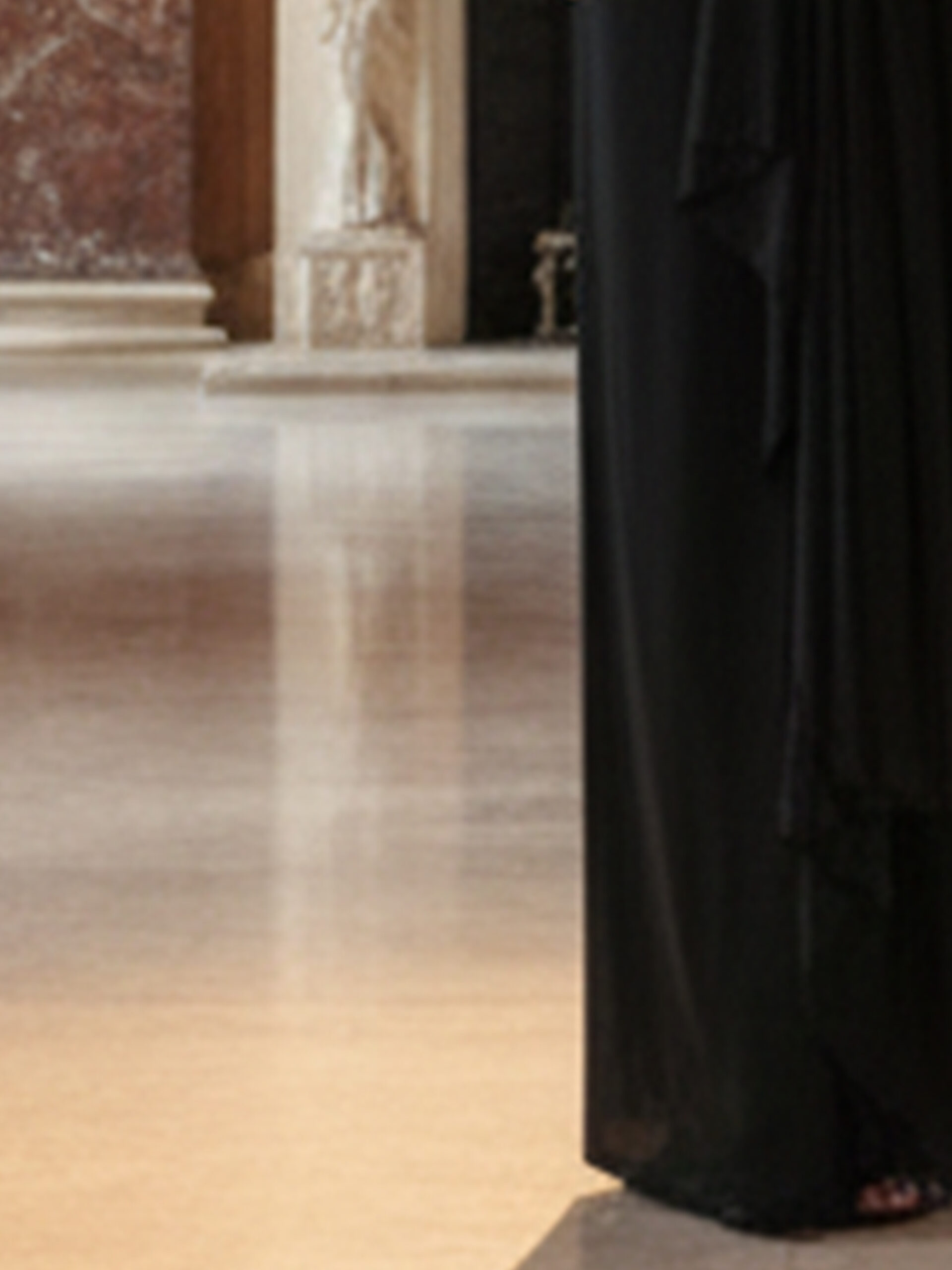 Regal Noir Pre-Draped Saree with Hand-Embellished Couture Blouse - Image 3