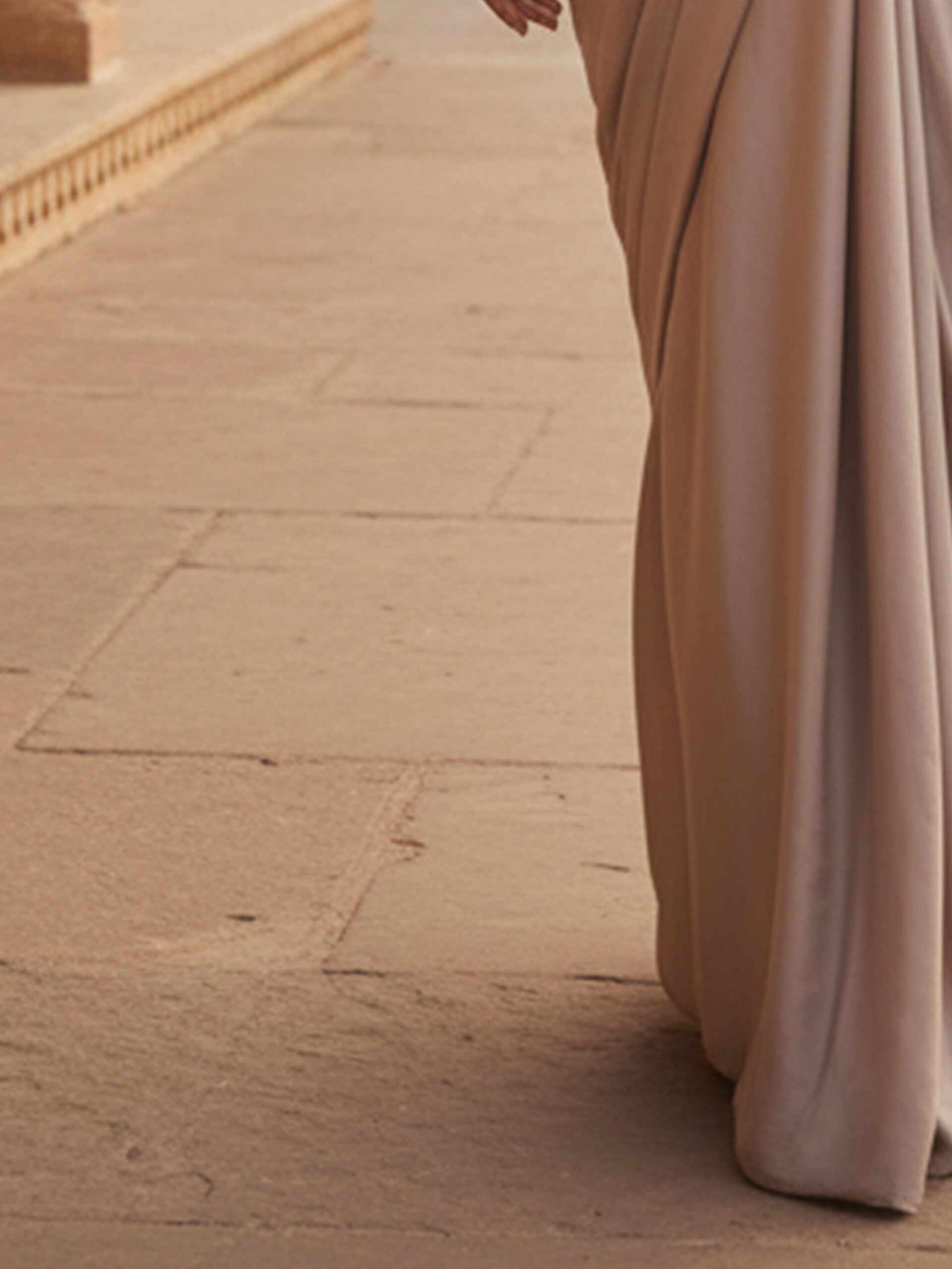 Taupe Grey Draped Saree with Embellished Blouse - Image 2