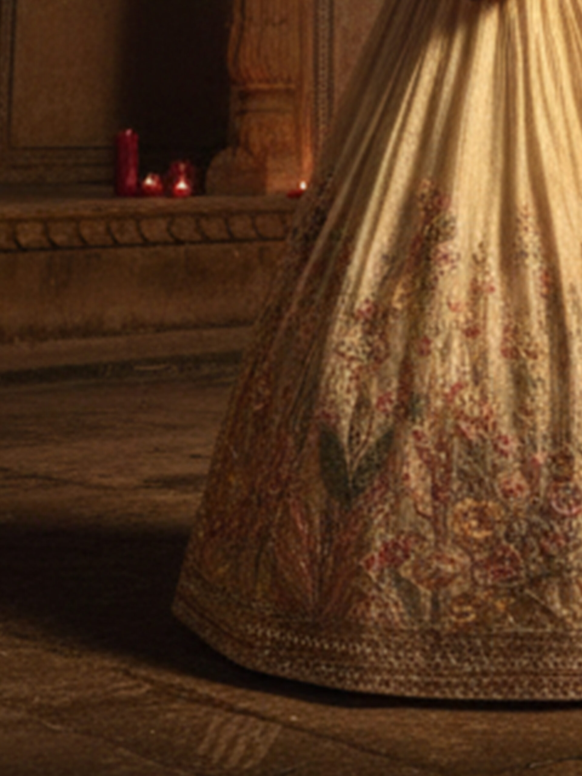 Ivory Floral Embroidered Bridal Lehenga Set - Image 8