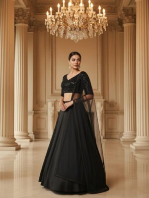 Midnight Noir Sequin Lehenga Set
