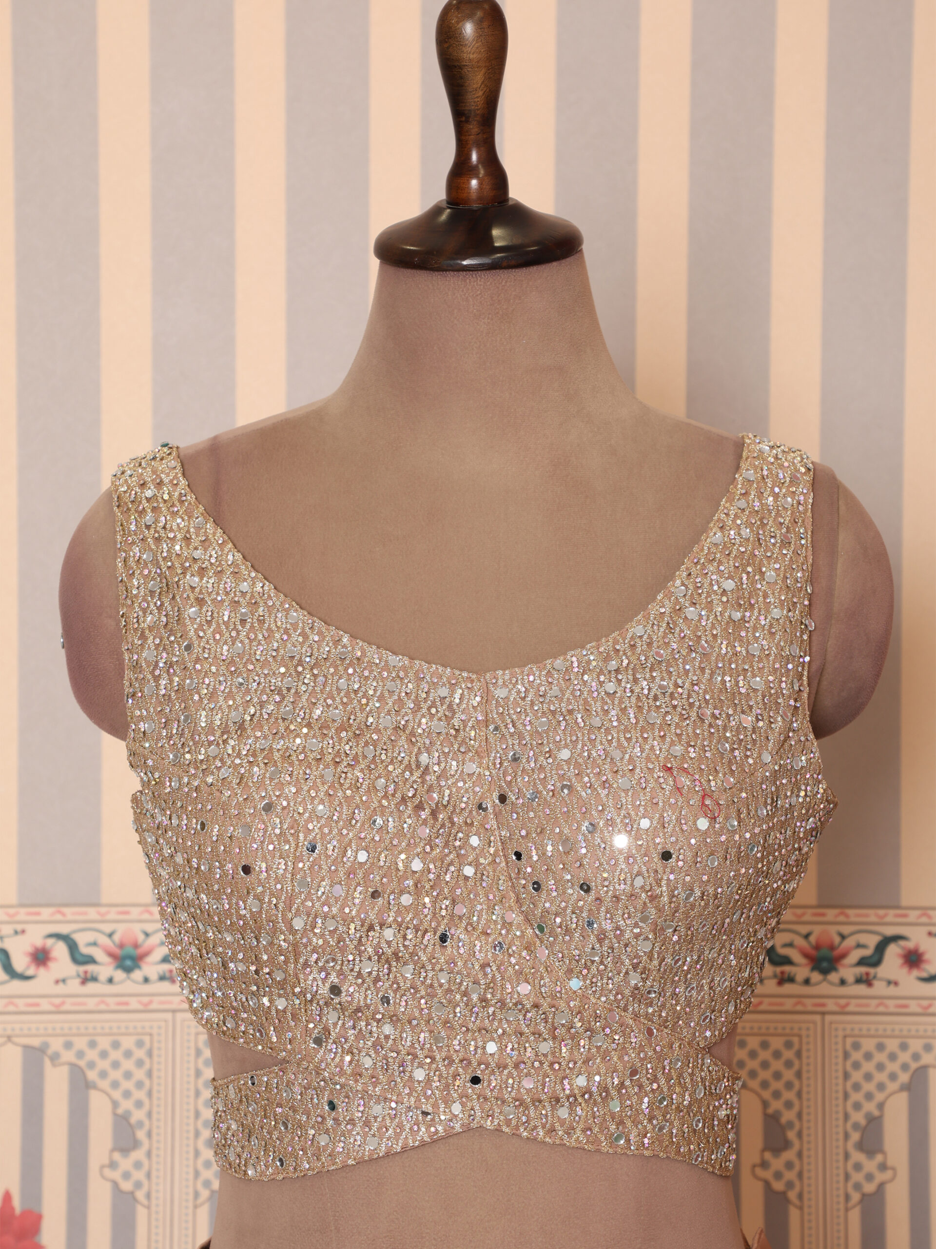 Royal Mustard Gold Satin Saree with Embellished Blouse - Image 8