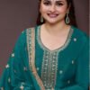 Traditional Rama Green Chinon Palazzo Set For Women