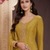 Traditional Yellow Chinon Palazzo Set For Women