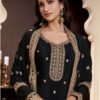 Traditional Black Chinon Palazzo Set For Women