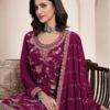 Traditional All Magenta Chinon Palazzo Set For Women
