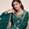 Traditional All Green Chinon Palazzo Set For Women