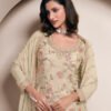 Traditional All White Chinon Palazzo Set For Women