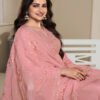 New Wedding Wear Peach Crep Silk Straight Suit For Women