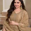 New Wedding Wear Brown Crep Silk Straight Suit For Women