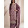 Fancy Purple Banarasi Silk Straight Suit For Women Ethnic Wear