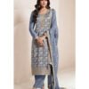 Fancy Baby Blue Banarasi Silk Straight Suit For Women Ethnic Wear