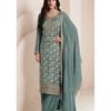 Fancy Pista Green Banarasi Silk Straight Suit For Women Ethnic Wear