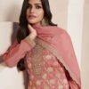 Fancy Peach Banarasi Silk Straight Suit For Women Ethnic Wear