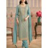 Sky Blue Banarasi Silk Straight Suit For Women Ethnic Wear