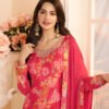 Designer Red Printed Straight Suit For Women