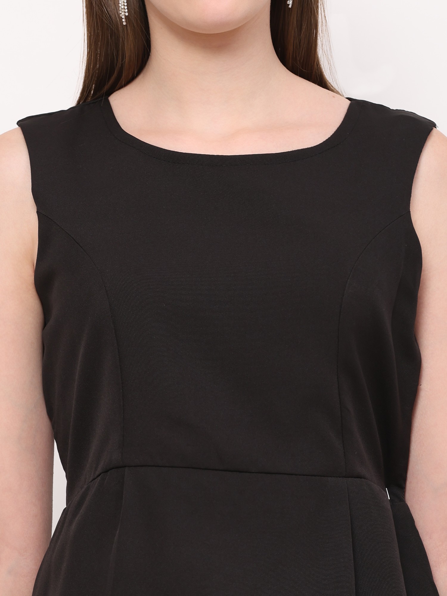Classic Black Banana Crepe Dress - Image 4