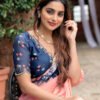 New Tabby Silk Pink Hand Work Saree With Contrast Blouse