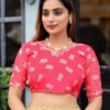 New Tabby Silk Yellow Hand Work Saree With Contrast Blouse