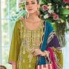 New Pakistani Straight Suit For Women Chinon Fabric Mustard
