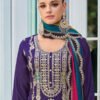 New Pakistani Straight Suit For Women Chinon Fabric Purple