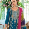 New Pakistani Straight Suit For Women Chinon Fabric Blue
