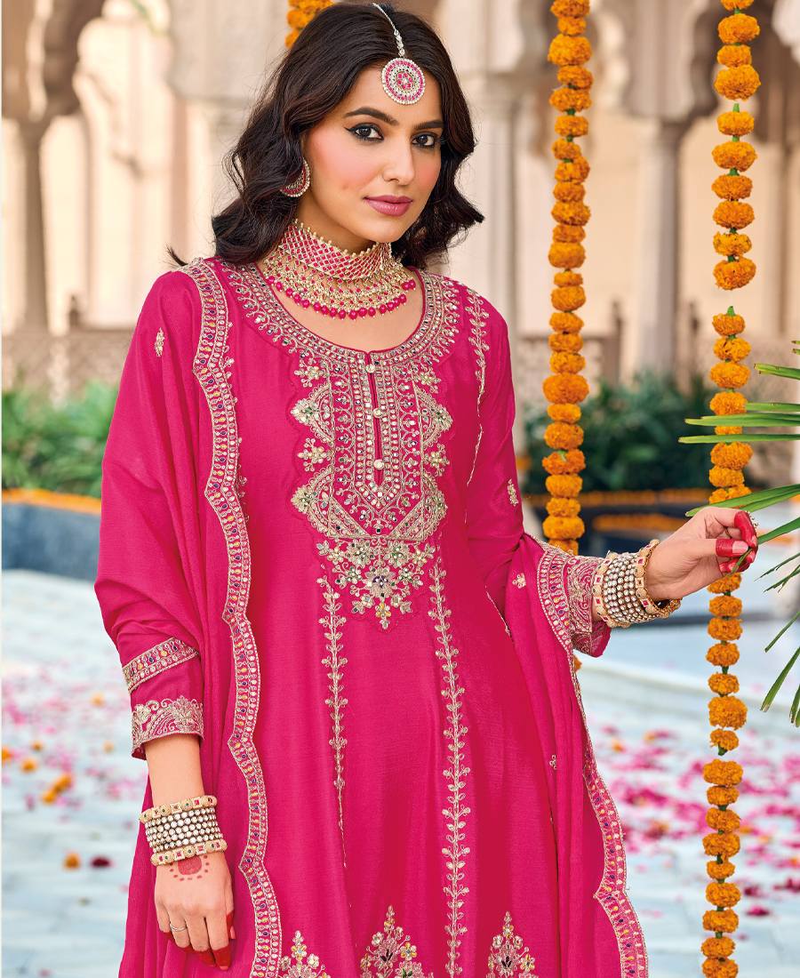 All New Pink Peplum Style Suit For Women Wedding Wear