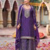 Palazzo Suit For Women Chinon Embroidered Purple