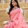 Designer Pink Floral Printed Saree For Women Tabby Silk