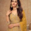 Designer Chinon Palazzo Set For Women Ethnic Wear Yellow