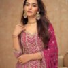Designer Chinon Palazzo Set For Women Ethnic Wear Pink