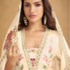 White Chinon Straight Suit For Women With Multi Thread Embroidery