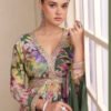 Fancy Floral Printed Chinon Peplum Style Green Palazzo Set For Women
