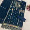 Trandy Blue Chinon Straight Suit For Women Ethnic Wear