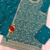 Designer Aqua Blue Georgette Sharara Suit For Women