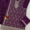 Latest Purple Vichitra Silk Straight Suit For Women