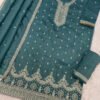 Pakistani Style Teal Blue Gold Crush Palazzo Suit For Women